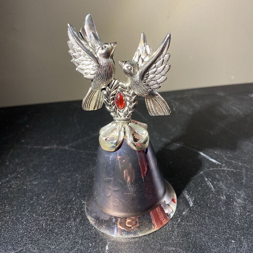 VTG Lenox Christmas Bell Kirk Stieff Music Bell Peace Doves 2002 Silver Plate